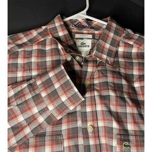 Lacoste Check Plaid Long Sleeve Mens 42 Shirt Crocodile Preppy Embroidered
